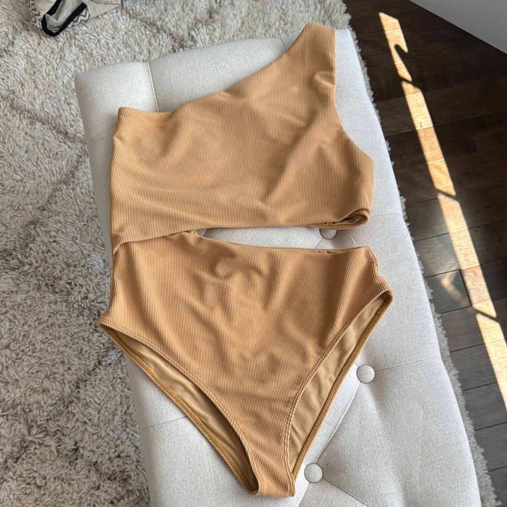 Beach Riot One Shoulder Tan One Piece